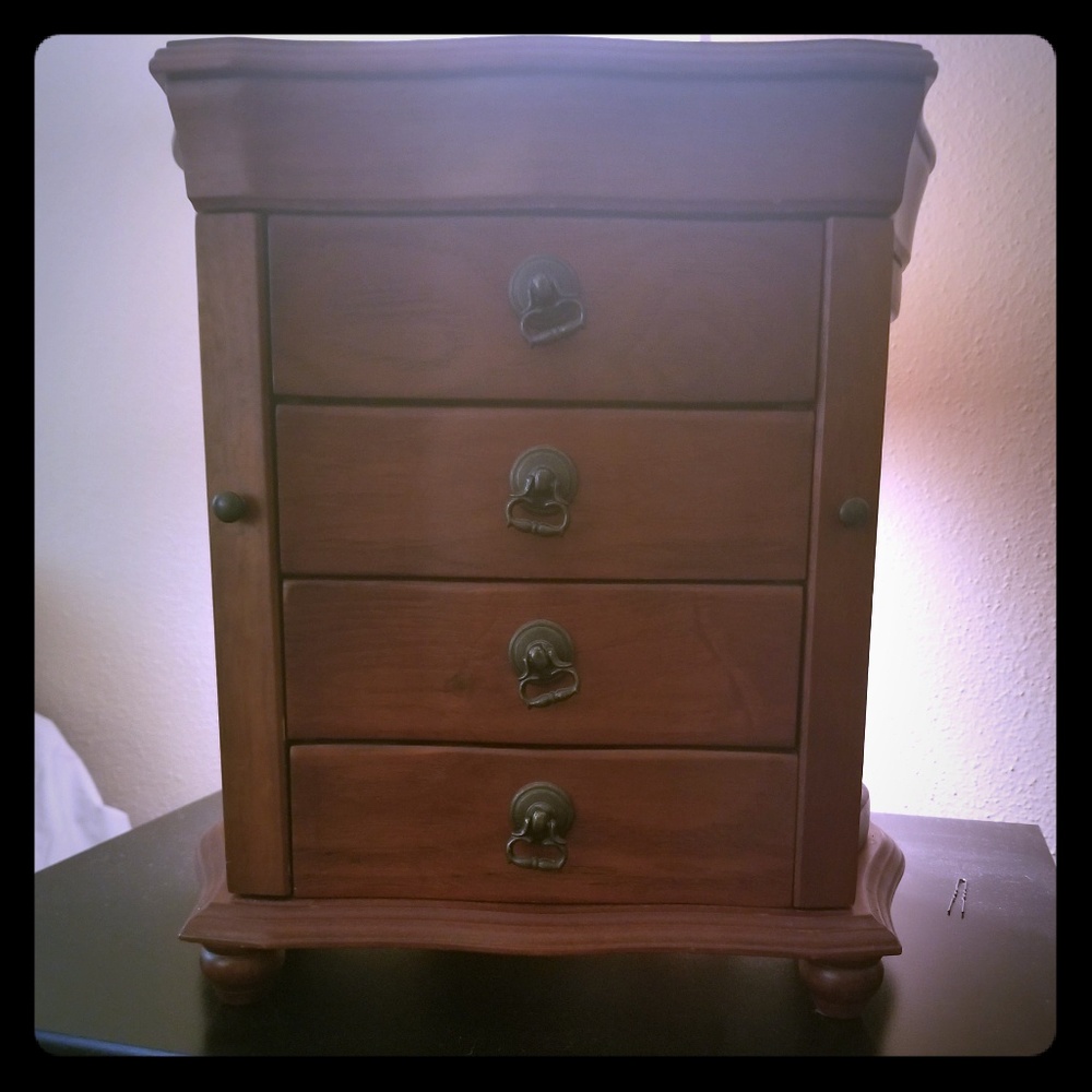 Wooden Jewelry Box - 4 Drawers